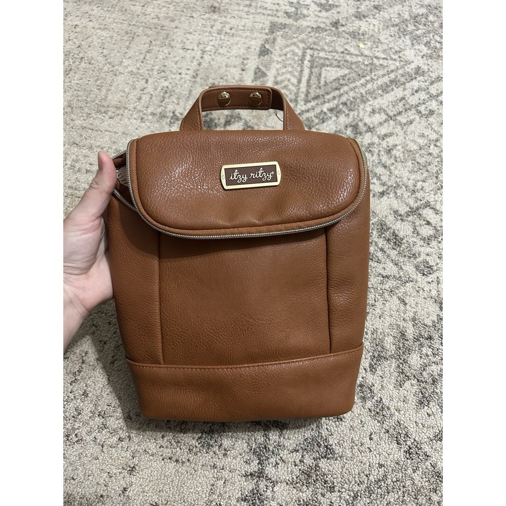 Itzy Ritzy Brown Fuax Leather Insulated Bottle Carrier Bag
